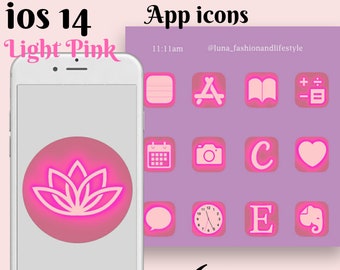 46 Light Pink Neon iOS 14 App icons | Highlight Icons | JPEG icons | Pink Story Covers