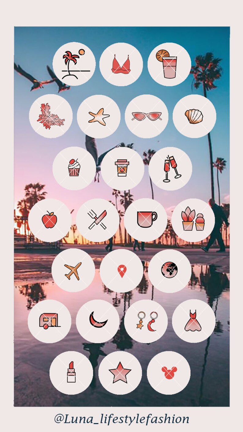 57 Pink Beach Glam Instagram Highlight Covers Highlight Icons JPEG