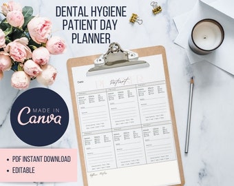 Dental Hygiene Patient Planner | Daily Patient Planner | Morning Huddle | Dental Temping | Digital Download | Printable