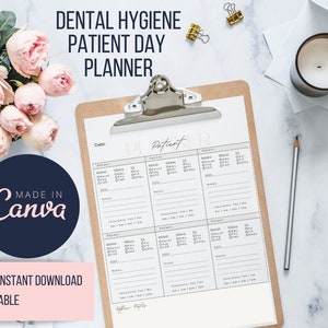 Dental Hygiene Patient Planner | Daily Patient Planner | Morning Huddle | Dental Temping | Digital Download | Printable