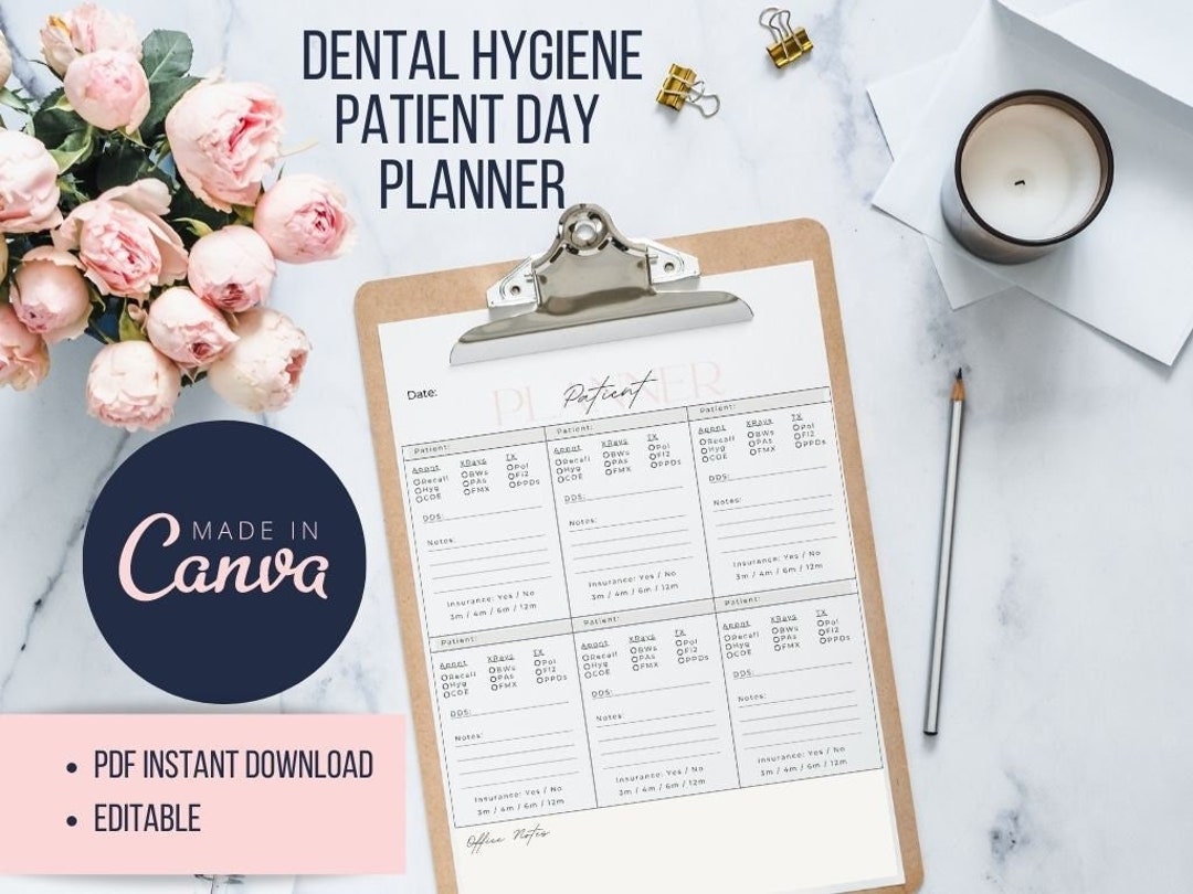 Dental Hygiene Patient Planner Daily Patient Planner Morning Huddle