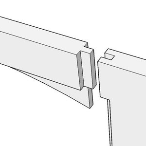 May include: A close-up of a white wooden frame with a mortise and tenon joint. The joint is a traditional woodworking technique that creates a strong and durable connection between two pieces of wood.