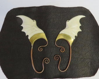 Bone Batwing Ear Cuffs Hand Carved from Bali
