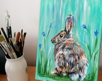 Original acrylic painting of rabbit