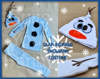Olaf inspired snowman costume for toddler and child-size 18-24month/2T-8, snowman costume, snowman outfit, olaf costume, Halloween costume