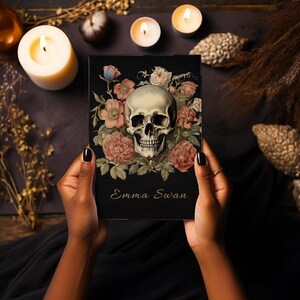 Personalized journal for daily manifestation custom gift for writers gothic skull notebook for dream journal floral