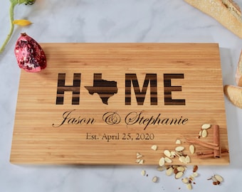 Custom Engraved State Cutting Board - Personalized - Wedding - Engagement - Gift - Anniversary