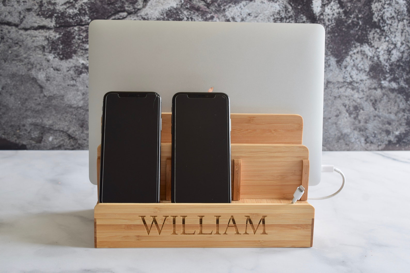 Bamboo Docking Station Wooden Docking Station Personalized Etsy