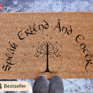 Speak Friend And Enter Door Mat - Custom Doormat - Wedding Gift - Housewarming Gift