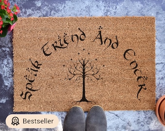 Speak Friend And Enter Door Mat - Custom Doormat - Wedding Gift - Housewarming Gift