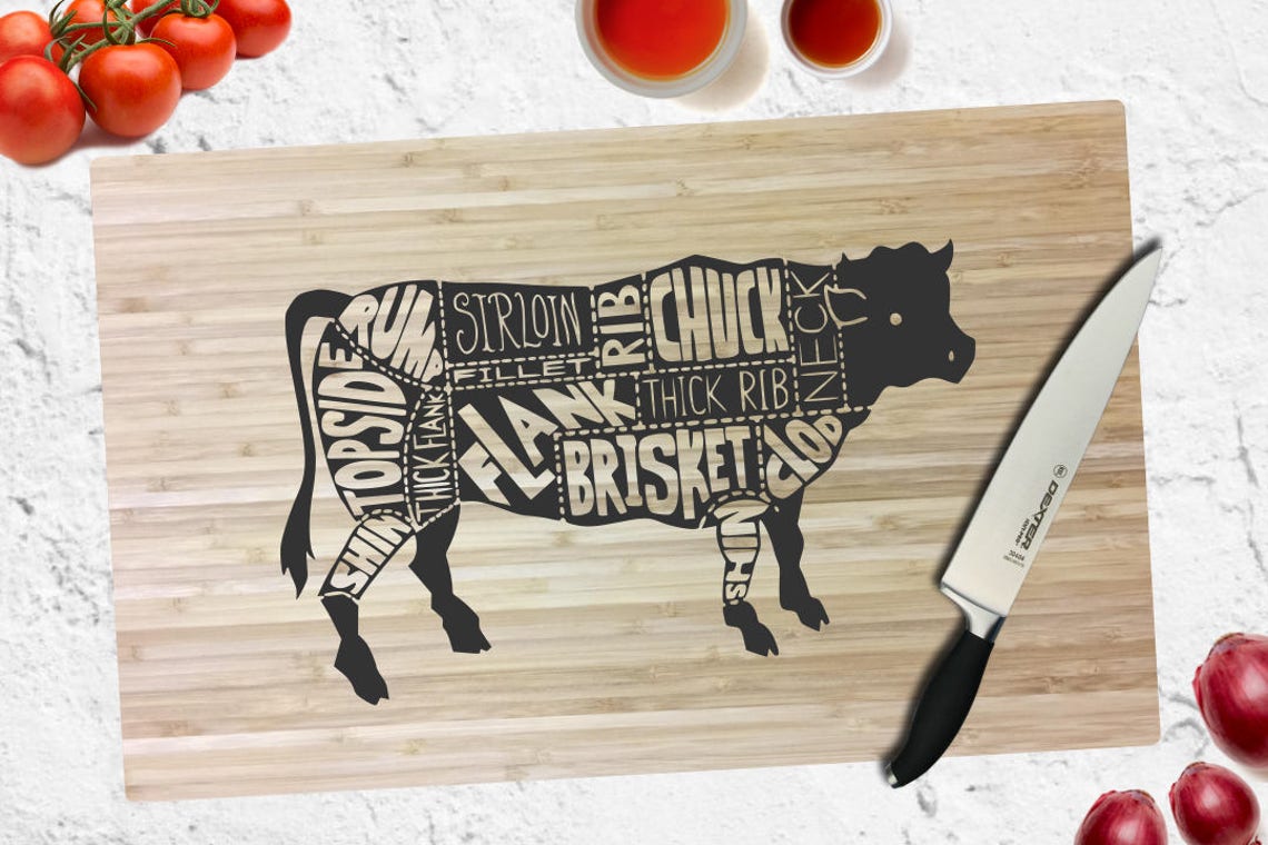 Beef Cuts Engraved Cutting Board Personalized Custom Etsy