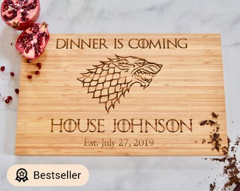 Dinner Is Coming - Custom - Stark - Engraved Cutting Board - Personalized - Wedding - Engagement - Gift - Anniversary