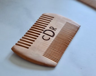 Double Sided Wooden Beard Comb - Sandalwood Beard Comb - Personalized Gifts - Mens Gifts - Pocket Wooden Comb