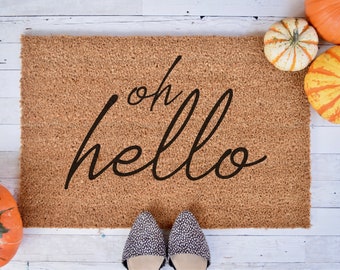 Oh Hello - Custom Doormat - Personalized Doormat - Wedding Gift - Housewarming Gift - Front Doormat
