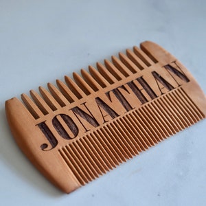 Double Sided Wooden Beard Comb - Sandalwood Beard Comb - Personalized Gifts - Mens Gifts - Pocket Wooden Comb