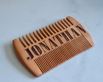 Double Sided Wooden Beard Comb - Sandalwood Beard Comb - Personalized Gifts - Mens Gifts - Pocket Wooden Comb