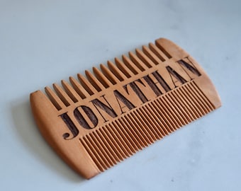 Double Sided Wooden Beard Comb - Sandalwood Beard Comb - Personalized Gifts - Mens Gifts - Pocket Wooden Comb