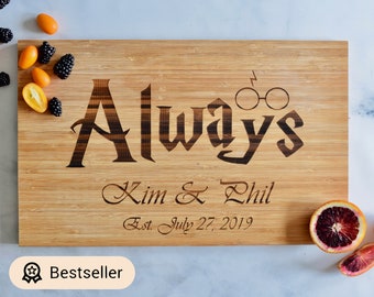 Always - Glasses - Custom Engraved Cutting Board - Personalized - Wedding - Engagement
