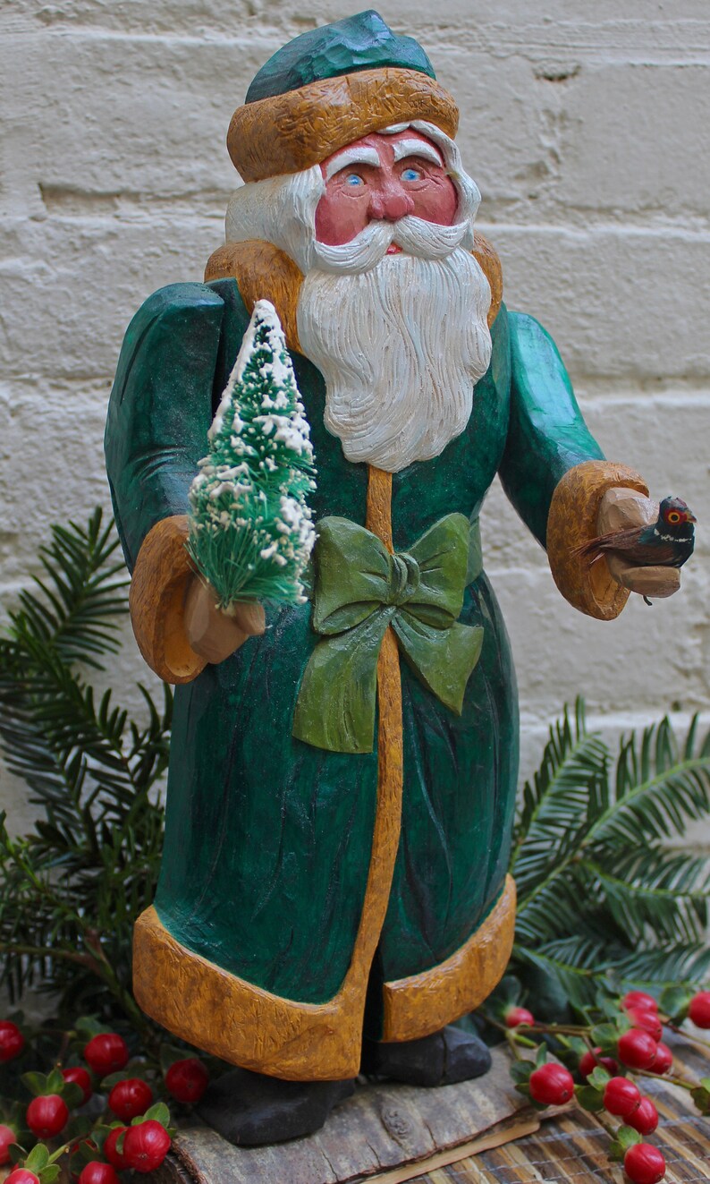 Old Kris Kringle With a Tree Christmas Santa Folk Art Etsy Sweden