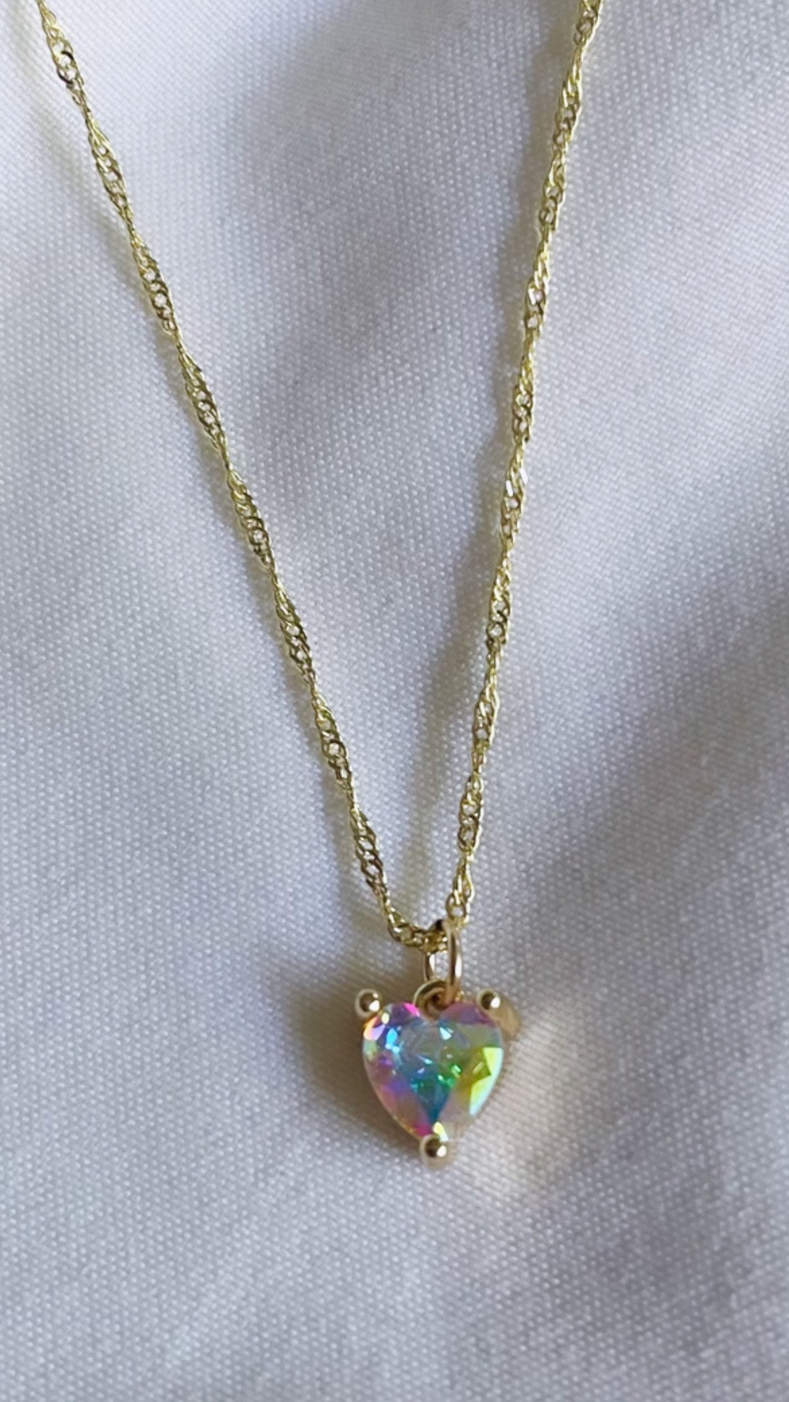 Crystal Heart Necklace. Iridescent Heart Necklace. Heart - Etsy UK