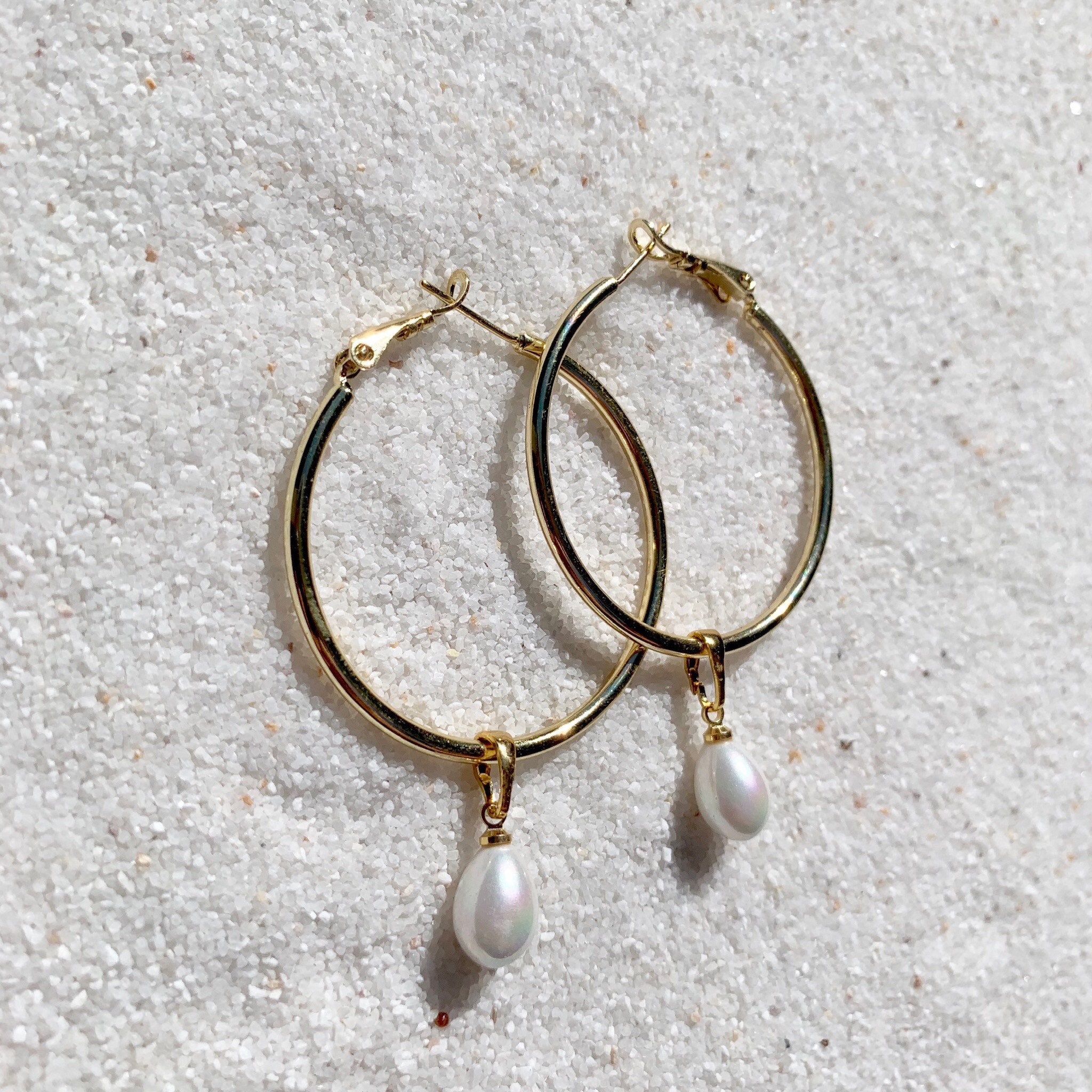 Pearl Hoop Earrings. Gold Hoops. Gold Hoops Earrings. 14k Etsy