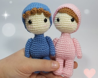 Little Crochet Baby Doll Pattern, Mini Doll Pattern, Amigurumi Boy, Amigurumi Girl