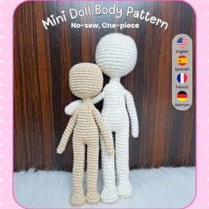Patrón de cuerpo de muñeca a crochet – Mini tutorial de amigurumi sin costuras (patrón en PDF)