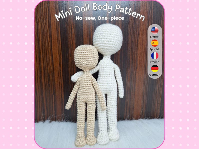 Crochet Doll Body Pattern – Mini No-Sew Amigurumi Tutorial (PDF Pattern) image 1