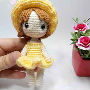 Little Crochet Doll Pattern, Mini Doll Pattern, DIY Amigurumi Doll, Chibi Summer Girl