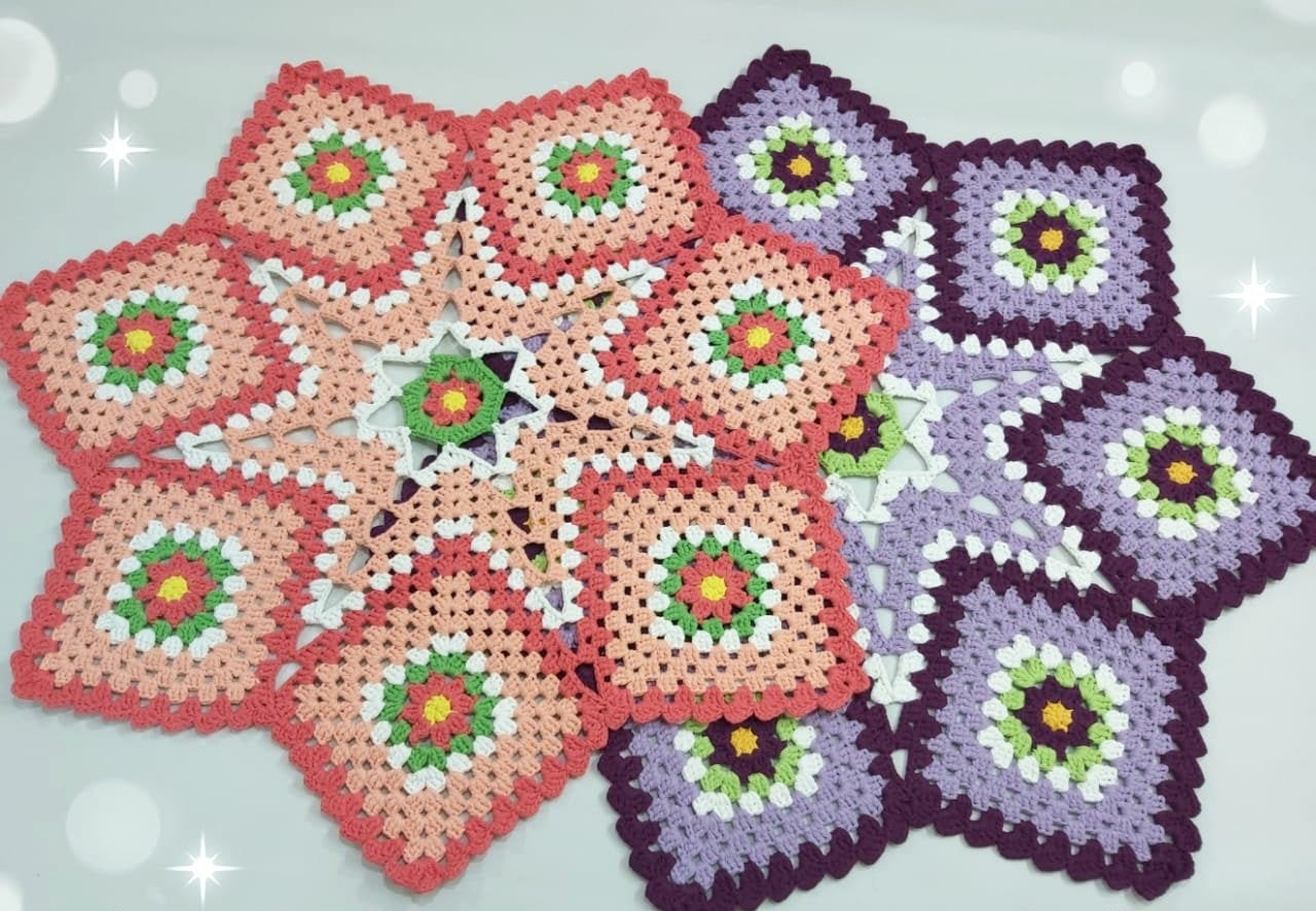 Crochet Floral Rug Pattern: Granny Square Doily (digital Download) - Etsy