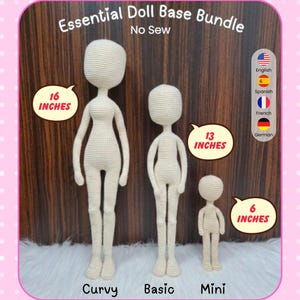 Häkelpuppenkörper-Muster Bundle – 3-in-1 Amigurumi Puppenbasis (Mini, Basic, Kurvig)