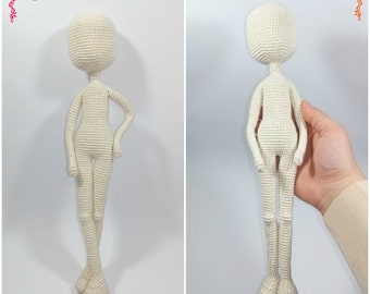 Häkelanleitung Puppenkörper, Amigurumi Puppenkörper Muster, 13 Zoll Curvy Puppen Häkelanleitung