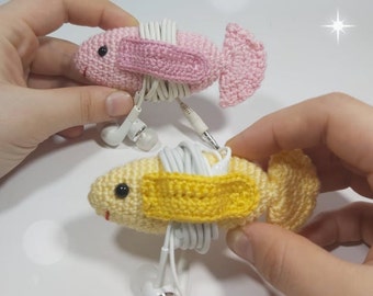 Amigurumi Fish Pattern, Earphone Holder, Crochet Fish, Cord Organizer