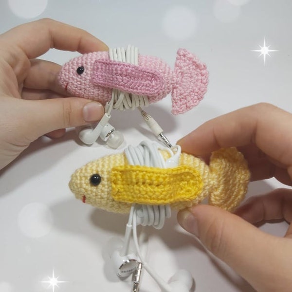 Amigurumi Fish Pattern, Earphone Holder, Crochet Fish, Cord Organizer