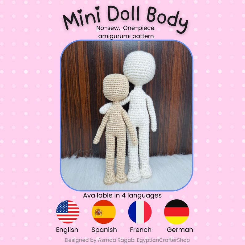 Crochet Doll Body Pattern – Mini No-Sew Amigurumi Tutorial (PDF Pattern) image 11