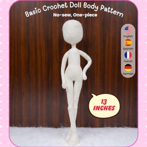 Crochet Basic Doll Body Pattern: 13-inch Curvy Amigurumi (Digital Download)