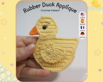 Patrón de aplique de pato de goma a crochet (descarga digital)