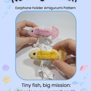 Amigurumi Fish Pattern, Earphone Holder, Crochet Fish, Cord Organizer image 10