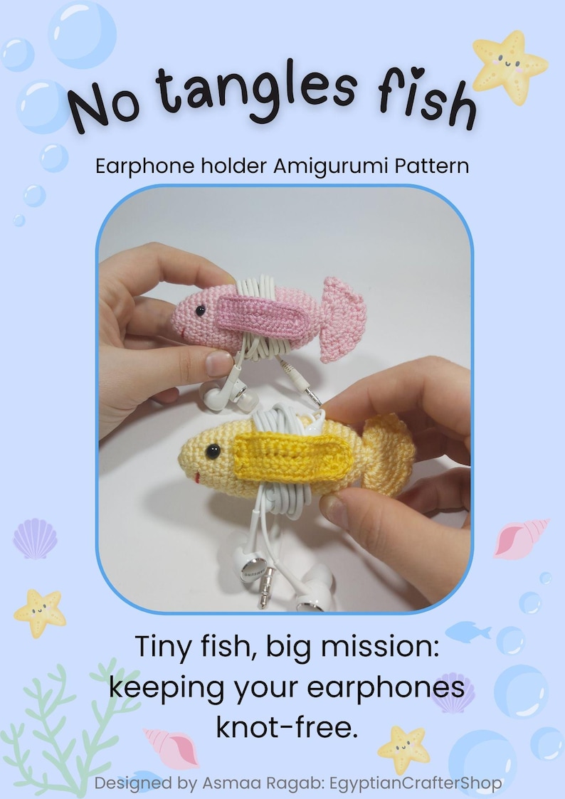 Amigurumi Fish Pattern, Earphone Holder, Crochet Fish, Cord Organizer image 10