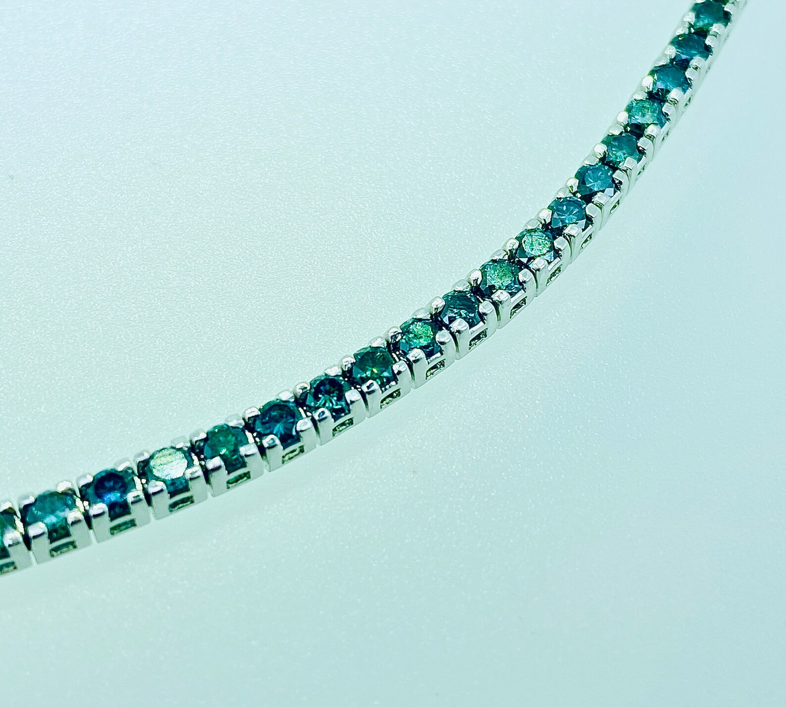 14k Blue Diamond Tennis Bracelet / 14k Solid White Gold / Etsy