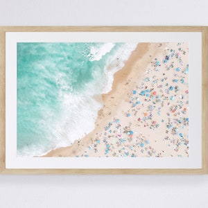 Grote strandkunst aan de muur, gematteerd frame, acrylglas, grote kustmuurkunst, luchtfoto strandfotografie, ingelijste fotografie,