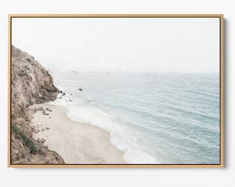 Framed Coastal Wall Art, Framed Canvas, Canvas Print Art, Big Sur, Beach Canvas, Neutral Beach Decor, Large Livingroom Art, Boho Coastal