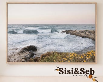 Oversized Coastal Wall Art Canvas, Extra Large Ocean Wave Print, Big Beach House Statement Artwork, Designer Scale Decor