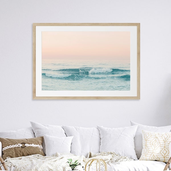 Framed Ocean Print, Large Coastal Wall Art, Framed Beach Prints, Sunrise Photography, Sunset Prints, Matted Frame, Ocean Waves Art, Seascape