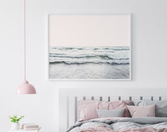 Oceanscape Photographic Art Print, Coastal Landscape, Unframed Art, Oversized Poster, Shipped Art, Modern Beach and White Home, Minimalist