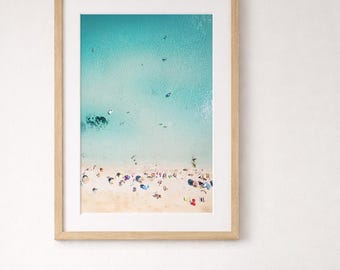 Framed  Beach Aerial Art Print – Minimalist Coastal Wall Art, Ocean Photography, Modern Neutral Decor, Unframed Option
