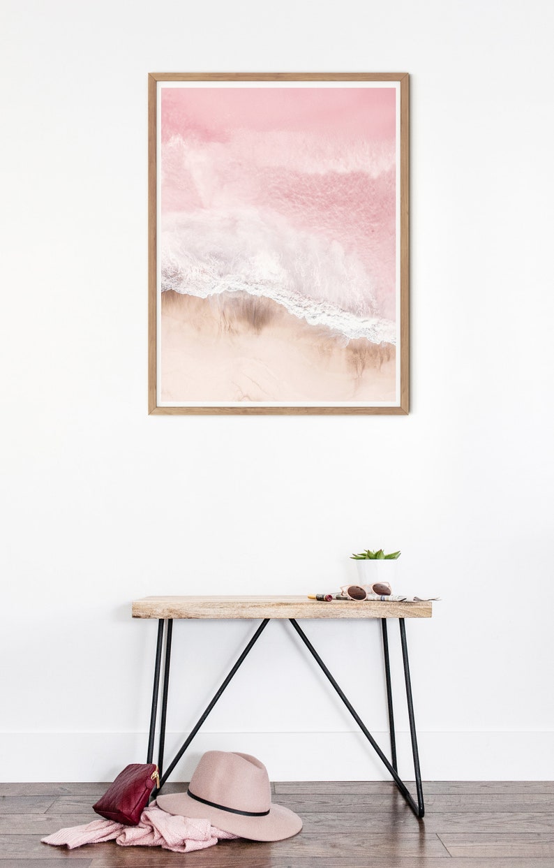 Luchtfoto roze oceaanzicht, ingelijste muurkunst afbeelding 2