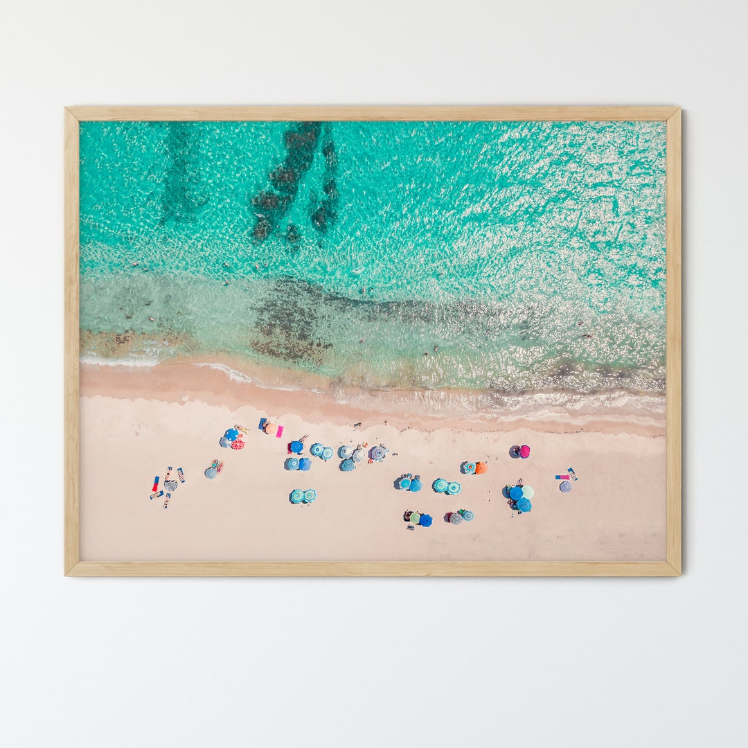 Aerial Beach Wall Art, FRAMED Beach Prints, Modern Beach Art, Coastal