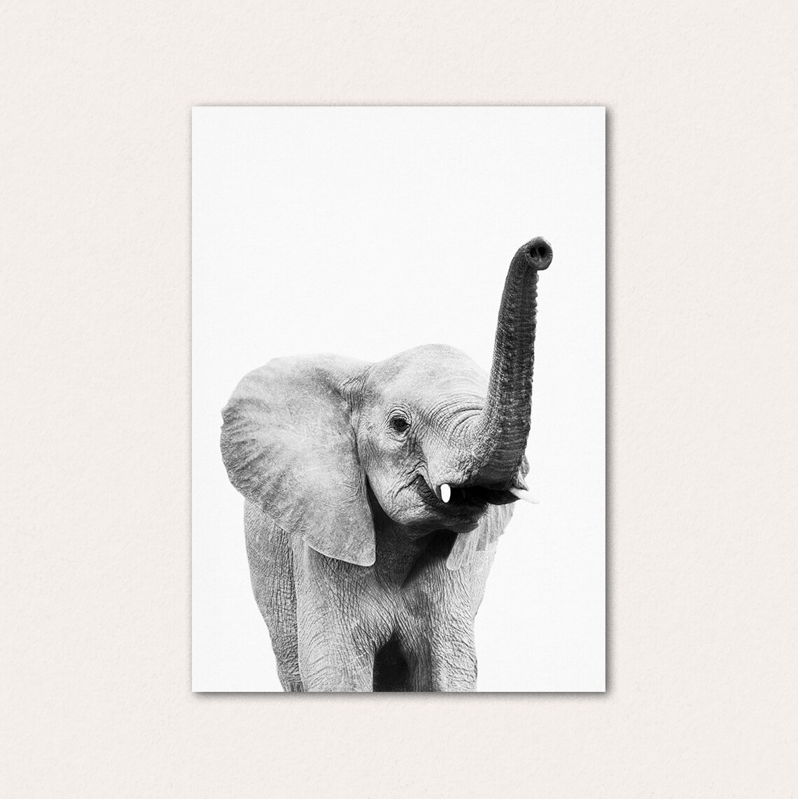 Elephant Black and White Art Print Unframed Wall Art Cute Etsy