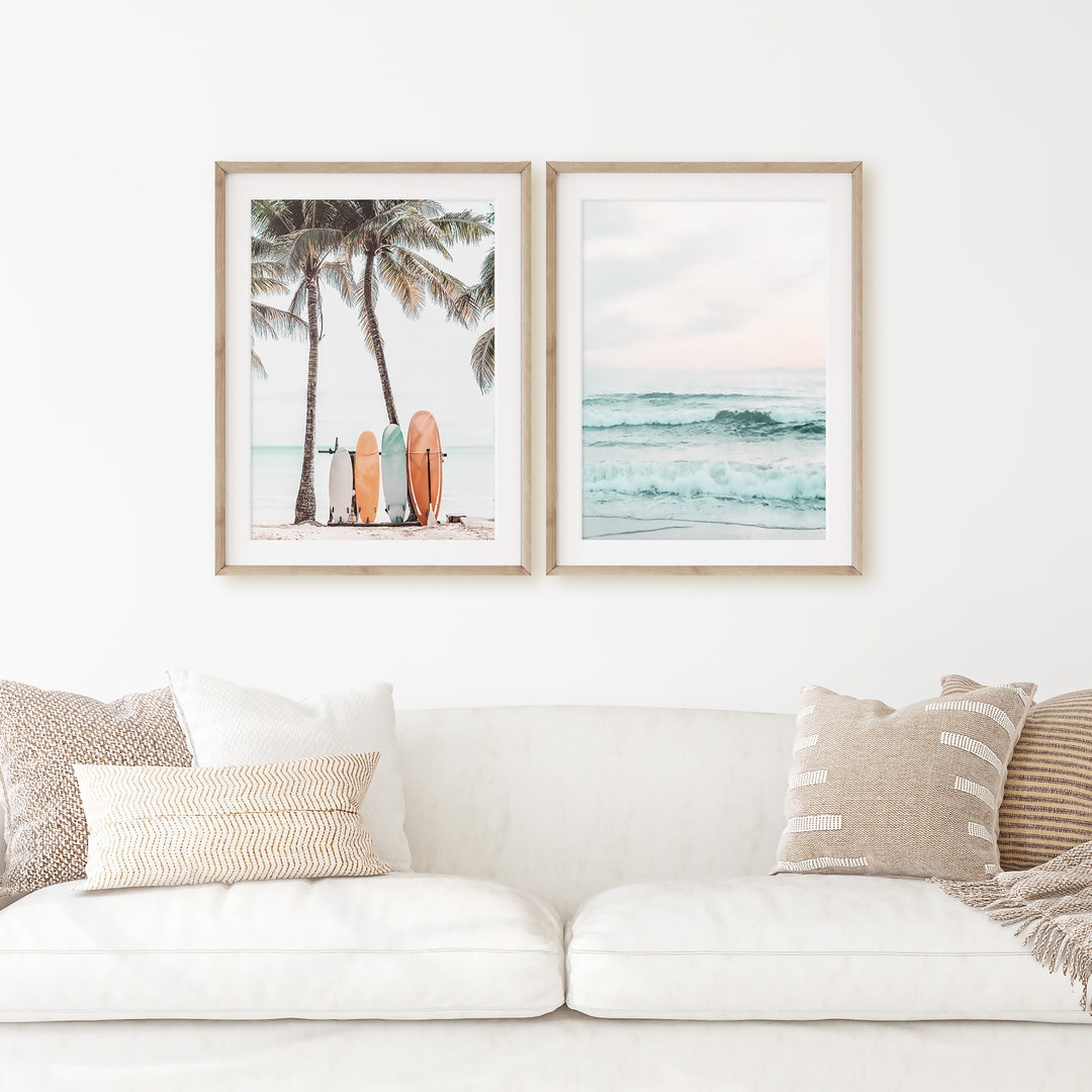 Beach Prints Set, Unframed Art Prints, Set of Two Posters, Modern Beach ...